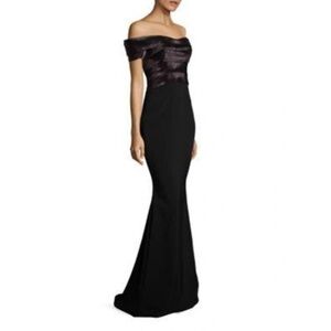 René Ruiz collection OFF-THE-SHOULDER MERMAID GOWN IN BLACK